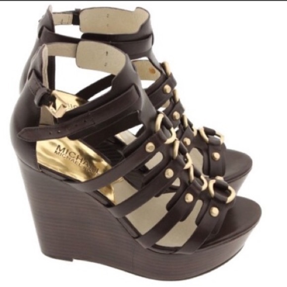 Michael Kors leather Nadine Wedge Brown - Picture 2 of 16